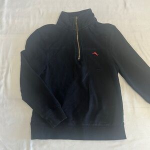 Tommy Bahama Black Zip Up Top with High Collar